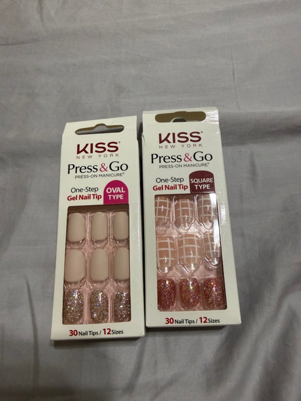 Kiss Press & Go Nude and Rose Gold Glitter Gel Nail Tips
